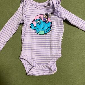 Little Sleepies and Disney Purple Striped Bodysuit with Monsters inc Design